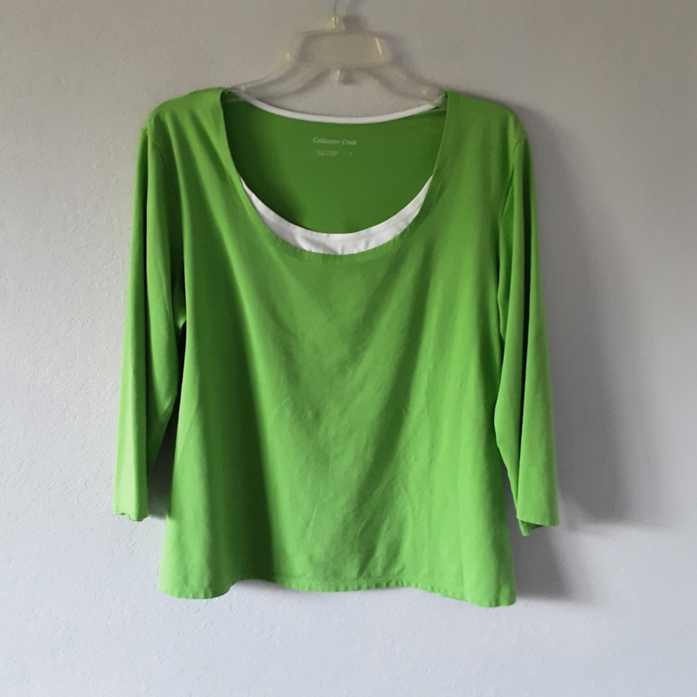 Coldwater Creek Green Scoop Neck Blouse - Size Large